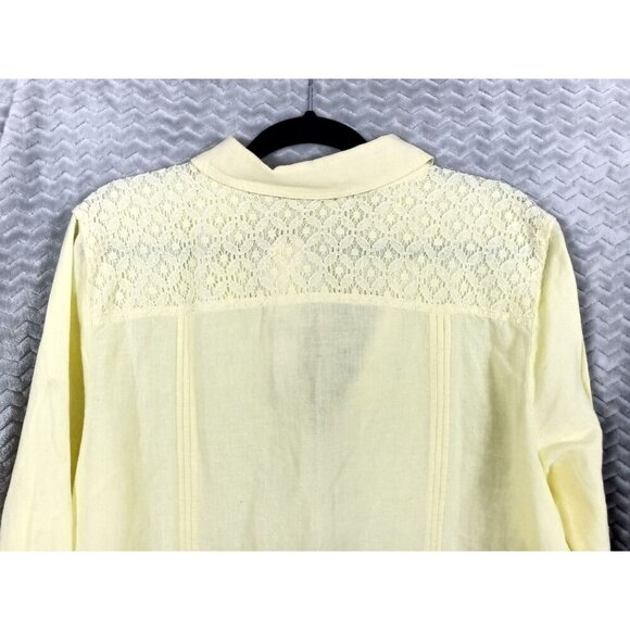 Soft Surroundings Size XL Yellow Iris Surfspray Tunic Shirt Linen Cotton Blend - Picture 8 of 10